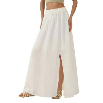 Fusta maxi dama -  poliester - alb