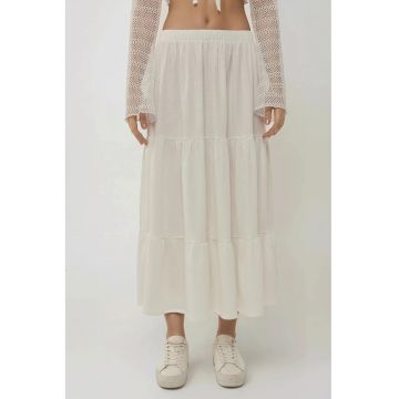 Fusta maxi dama  poliester/elastan - talie inalta - alb