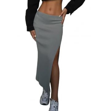 Fusta maxi dama -  tricot - gri