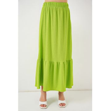Fusta maxi  talie elastica - verde - poliester-lycra