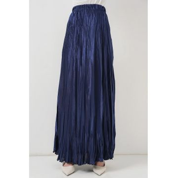 Fusta maxi -  texturata - albastra - satin