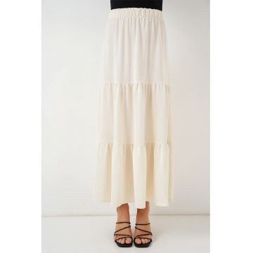 Fusta maxi texturata  bej - poliester/elastan - croiala standard