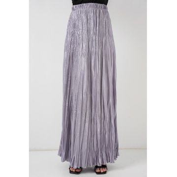 Fusta maxi texturata  cu captuseala - gri - satin