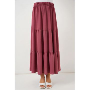 Fusta maxi texturata  roz - poliester-elastan - croiala standard