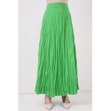 Fusta maxi texturata  verde deschis - poliester