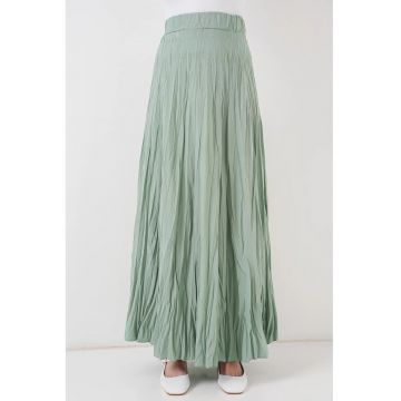 Fusta maxi texturata  verde - din poliester
