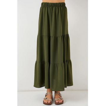 Fusta maxi texturata  verde - poliester-elastan - croiala standard