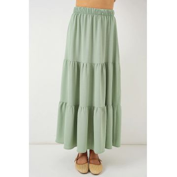 Fusta maxi texturata  verde - poliester/elastan - croiala standard