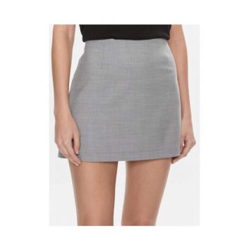 Fusta  melanj gri deschis - 53% poliester - 43% lana virgina - 4% elastan