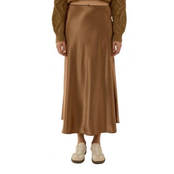 Fusta midi dama  talie inalta - satin - maro