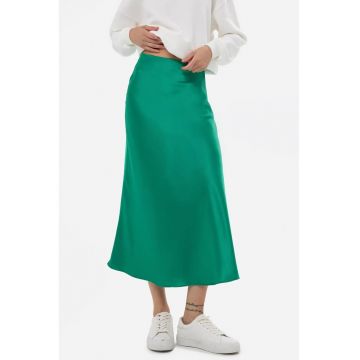 Fusta midi dama -  talie inalta - satin - verde