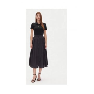 Fusta midi evazata - P5AN7A13 - neagra - 100% poliester