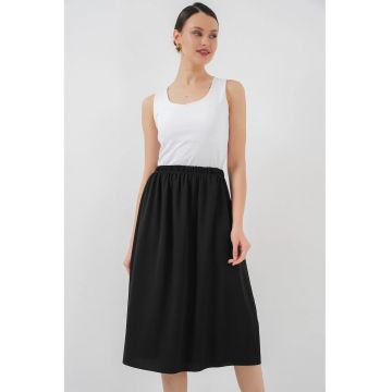 Fusta midi -  tricotata - talie elastica - neagra - textil