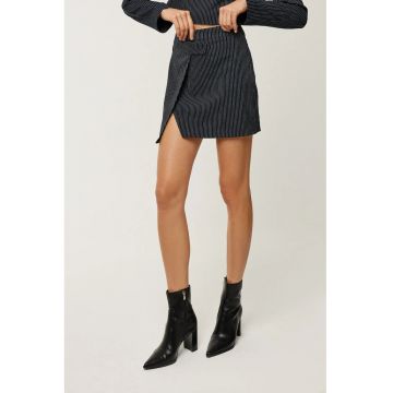 Fusta mini asimetrica dama  poliester/viscoza/elastan - negru