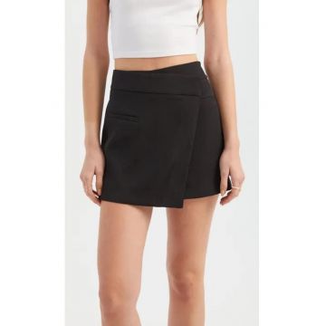 Fusta mini asimetrica dama -  textil - talie inalta - negru