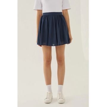 Fusta mini cu volane dama -  bumbac - albastru