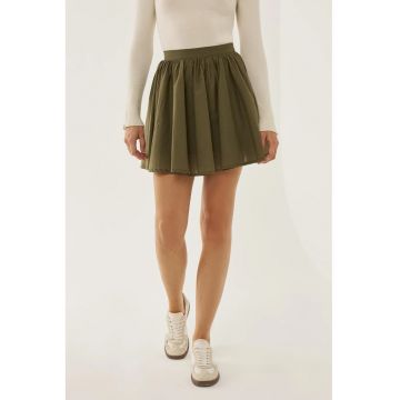 Fusta mini cu volane dama -  bumbac - verde