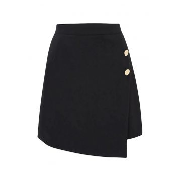 Fusta mini dama  detalii aurii - textil - negru