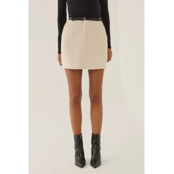 Fusta mini dama  poliester - bej