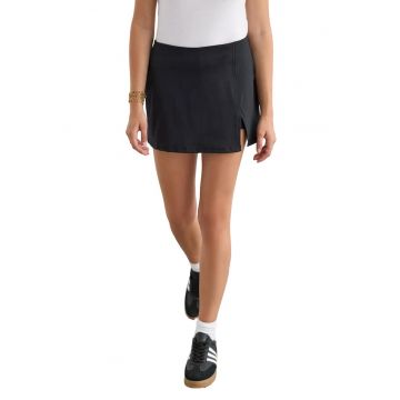 Fusta mini dama  poliester/elastan - crapatura laterala - negru