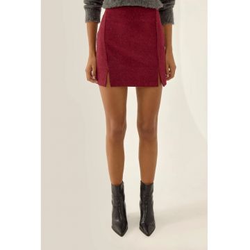 Fusta mini dama  poliester/lurex/acril - rosu