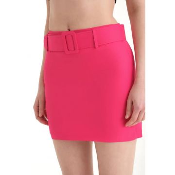 Fusta mini dama  talie inalta - textil - roz