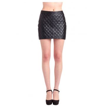 Fusta mini din piele cu aspect texturat Leanie -