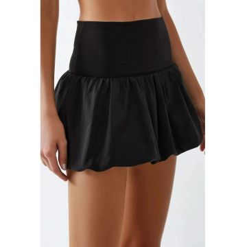 Fusta mini -  model balon - negru - material textil
