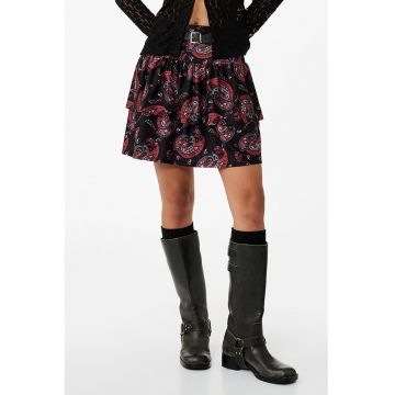 Fusta mini stratificata cu model paisley