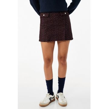 Fusta mini tricotata cu buzunare cu clapa
