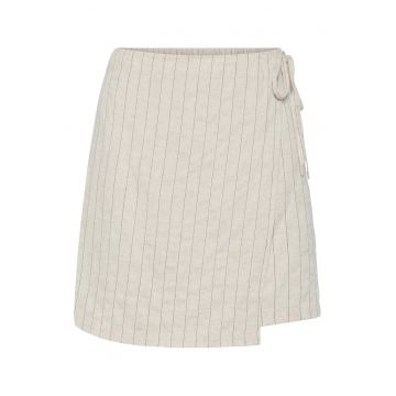 Fusta  model PIECES-17151891 - negru de mesteacan - 70% viscoza - 30% in - bej
