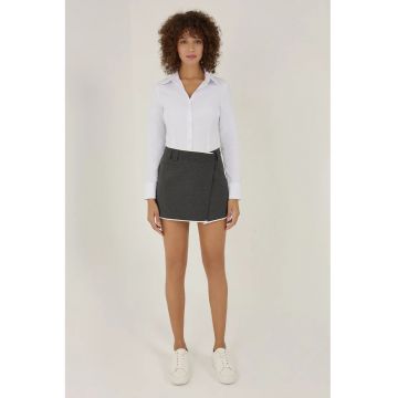 Fusta scurta -  asimetrica - neagra - textil