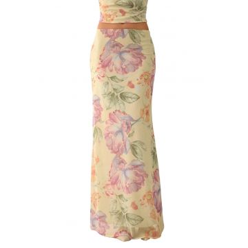 Fusta -  Textil - Galben - Floral