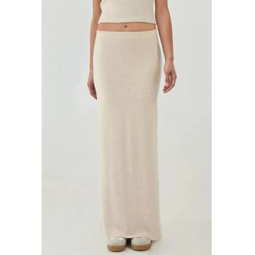 Fuste -  fusta texturata moale - talie elastica - bej - tricot