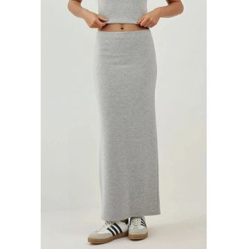 Fuste -  fusta texturata moale - talie elastica - gri deschis - tricot