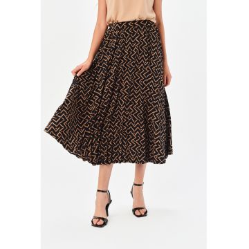 Fusta cu croiala pe bie si model herringbone Fusta cu croiala pe bie si model herringbone