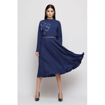 Fusta dama albastra plisata