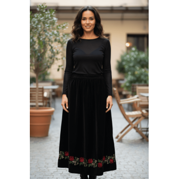 Fusta din catifea cu broderie Carmen 8