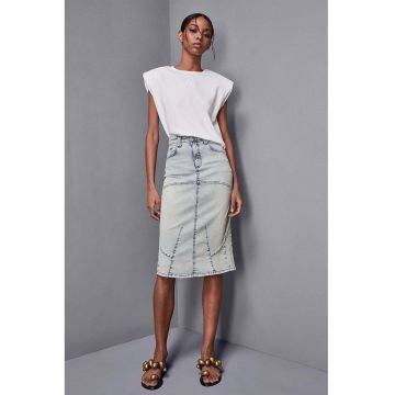 Fusta din denim - slim-fit cu talie inalta