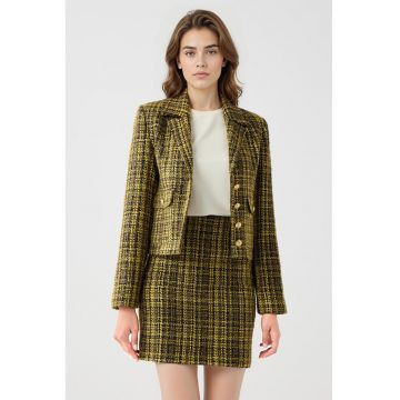 Fusta din tuid cu model in carouri