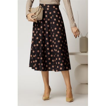 Fusta DY Fashion midi din voal plin negru cu buline