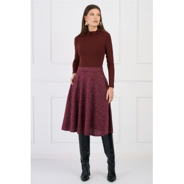 Fusta DY Fashion office midi din tricot burgundy cu buzunare Fusta DY Fashion office midi din tricot burgundy cu buzunare