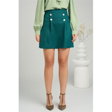 Fusta DY Fashion scurta office din jerse verde cu nasturi Fusta DY Fashion scurta office din jerse verde cu nasturi