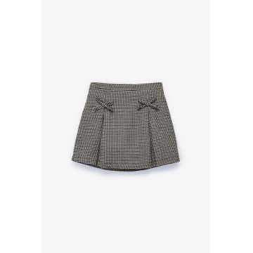 Fusta evazata cu model houndstooth