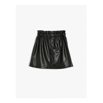 Fusta evazata din piele ecologica cu talie elastica