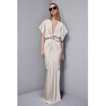 Fusta lunga - satinata - cu elastic in talie