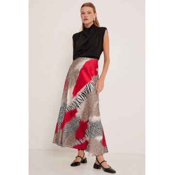 Fusta maxi  cu captuseala - multicolor - poliester