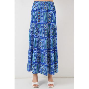 Fusta maxi  cu model - albastra - viscoza