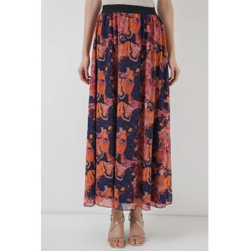 Fusta maxi -  cu model - captusita - multicolor - Lycra
