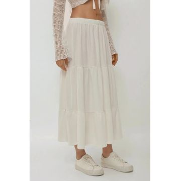 Fusta maxi dama  poliester/elastan - talie inalta - alb